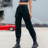 SCHWARZE TAKTISCHE CARGO HOSE MIT GÜRTEL Schwarz / XS