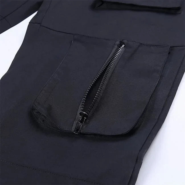 SCHWARZE TAKTISCHE CARGO HOSE MIT GÜRTEL