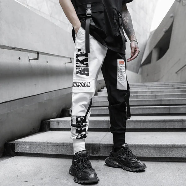 SCHWARZE UND WEISSE HERREN CARGO HOSEN Weiß / S