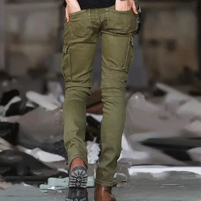SKINNY CARGO JEANS BIKER STIL