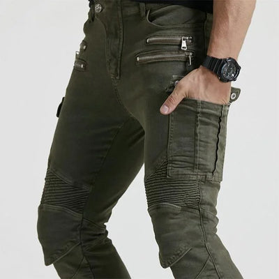 SLIM FIT CARGO HOSE OLIV BIKER STIL