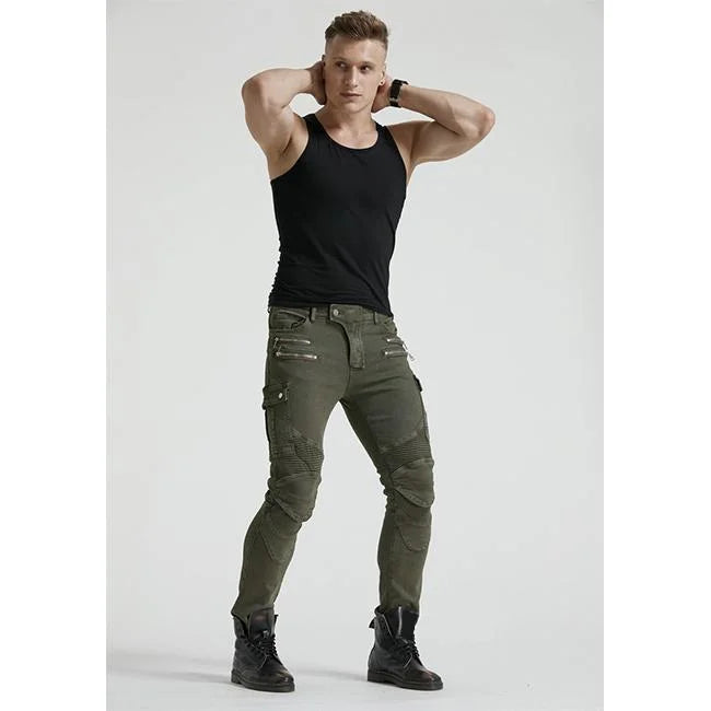 SLIM FIT CARGO HOSE OLIV BIKER STIL