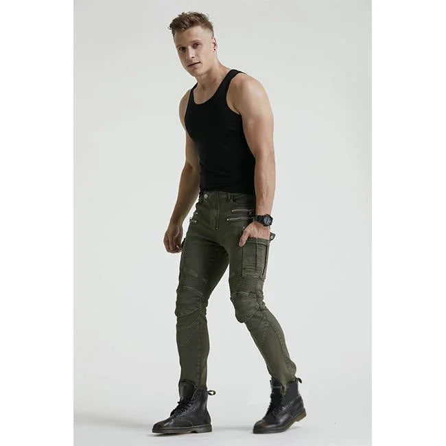 SLIM FIT CARGO HOSE OLIV BIKER STIL