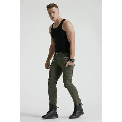 SLIM FIT CARGO HOSE OLIV BIKER STIL