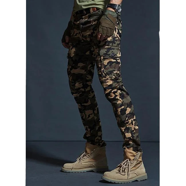 SLIM FIT HERREN CARGO HOSE MILITÄRISCHER STIL