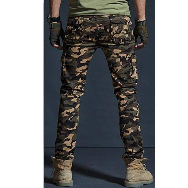 SLIM FIT HERREN CARGO HOSE MILITÄRISCHER STIL