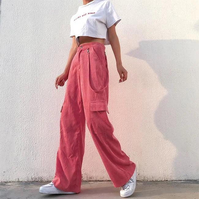 WEITE ROSA VELOURS CARGO HOSE