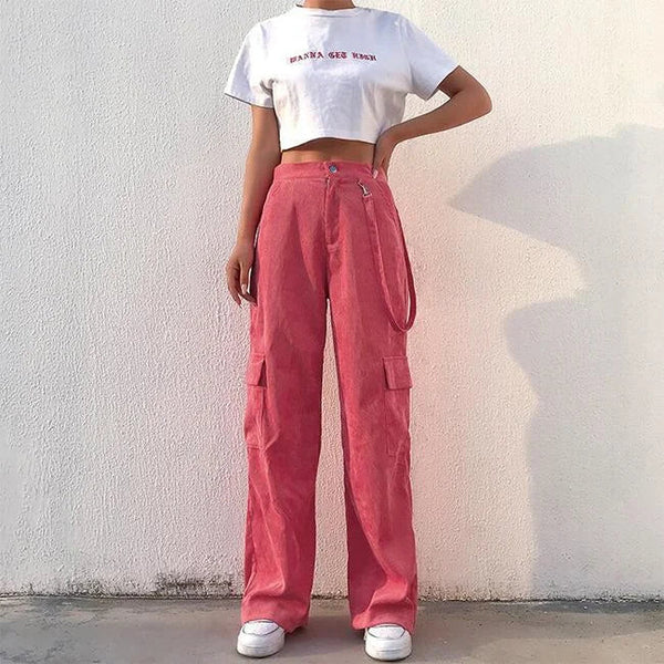 WEITE ROSA VELOURS CARGO HOSE Rosa / XS